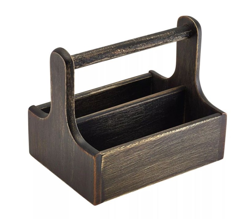 Gastetisch Barstuff Table Caddy | Table Caddy Bar Organizer, Holz, Schwarz - 20X15,4X18Cm