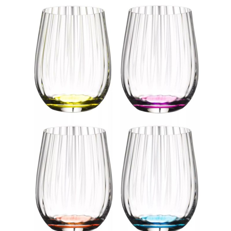 Glaser Barstuff Wasserglaser | Whiskyglas Optical Happy O, Riedel - 344Ml (4 Stk.)