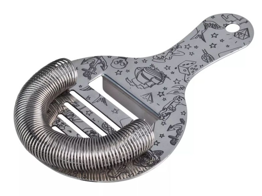 Barzubehor Barstuff Barsiebe & Strainer | Hawthorne Strainer Tattoo, Urban Bar - Edelstahl (10Cm)