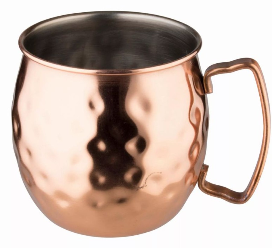 Glaser Barstuff Kupferbecher & Metallbecher | Edelstahlbecher Moscow Mule, Kupferfarben, Gehu00E4Mmert, Prime Bar - 400Ml