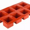 Barzubehor Barstuff Eisformen & Eiswurfelformen | Eiswu00Fcrfelform, Silikon, 8 Wu00Fcrfel (5Cm) - Rot