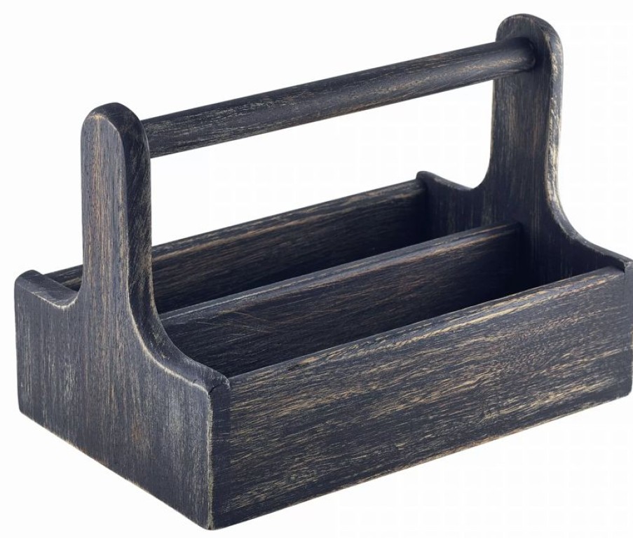 Gastetisch Barstuff Table Caddy | Table Caddy Bar Organizer, Holz, Schwarz - 25X15,7X18