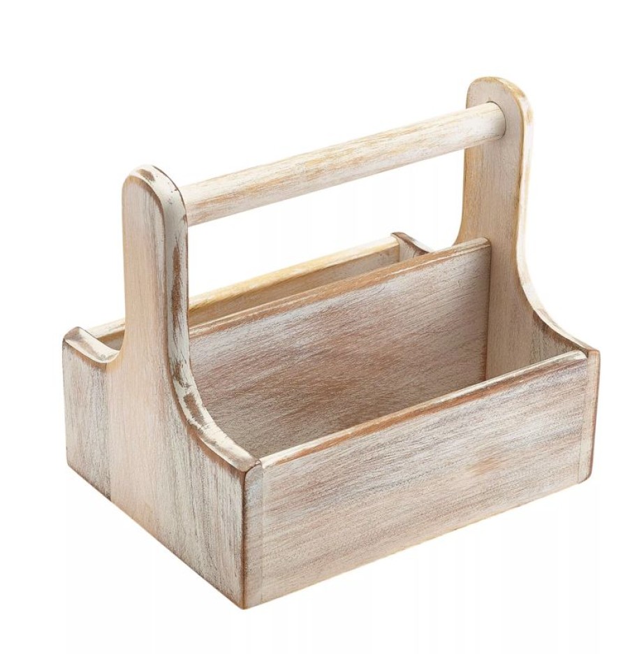 Gastetisch Barstuff Table Caddy | Table Caddy Bar Organizer, Holz, Weiu00Df - 20X15,4X18Cm