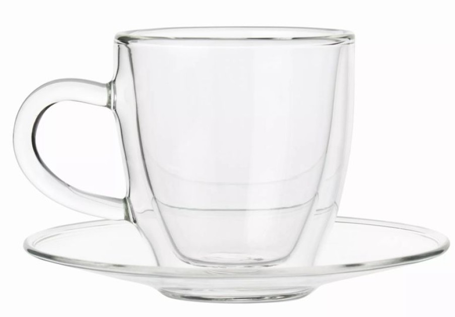 Glaser Barstuff Heisgetranke Glaser | Espresso Glas Mit Henkel Und Untertasse, Doppelwandig, Enjoy - 0,08L