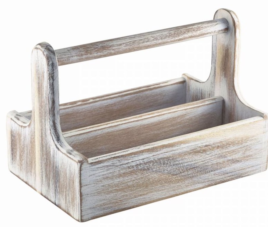 Gastetisch Barstuff Table Caddy | Table Caddy Bar Organizer, Holz, Weiu00Df - 25X15,7X18Cm