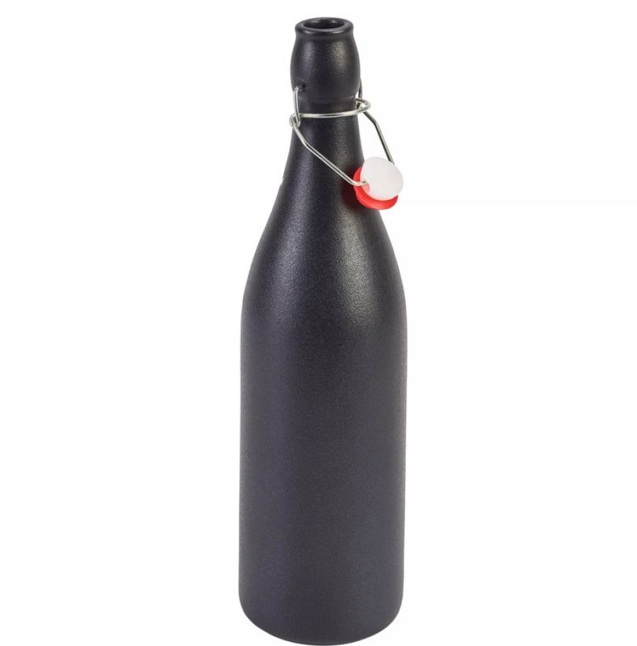 Gastetisch Barstuff Vasen | Bu00Fcgelflasche Steingut, Schwarz - 1,0L (6 Stk.)