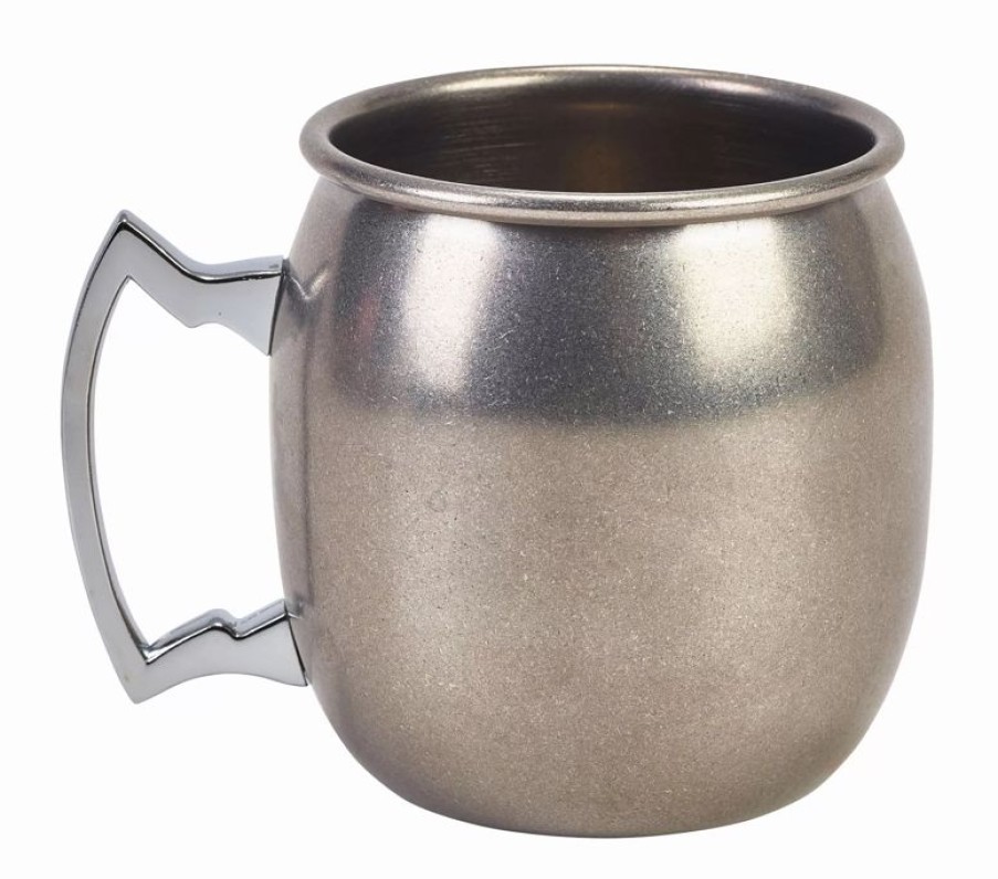 Glaser Barstuff Kupferbecher & Metallbecher | Moscow Mule Becher, Vintage Edelstahl, Glatt - 400Ml