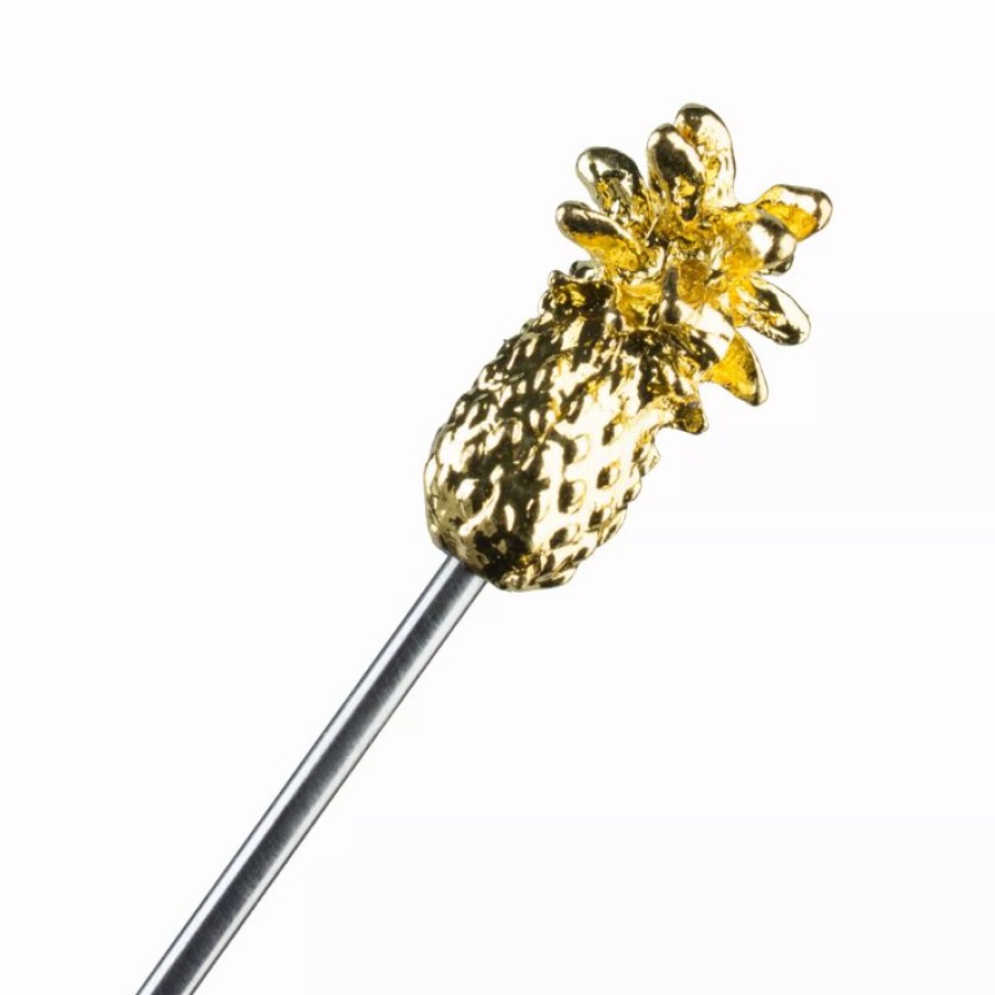 Verbrauchsartikel Barstuff Cocktaildekoration | Cocktailspieu00Df, Metall - Ananas Goldfarben (10 Stk.)