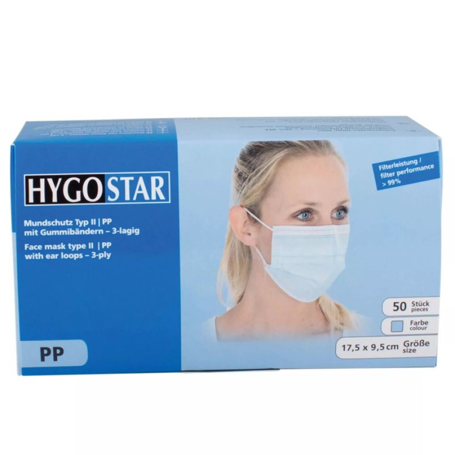 Servicepersonal Barstuff Reinigungszubehor & Hygiene | Mundschutz Op -Maske, 3 Lagig, Typ Ii (99%), Pp - Blau (50 Stk.)