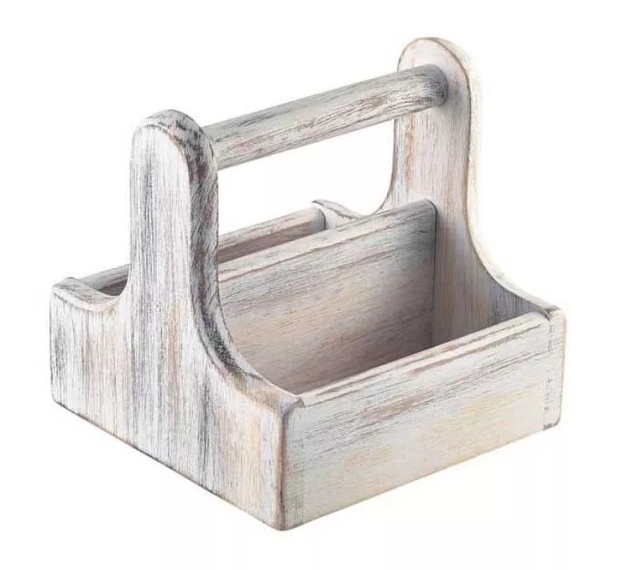 Gastetisch Barstuff Table Caddy | Table Caddy Bar Organizer, Holz, Weiu00Df - 15X15,3X15Cm