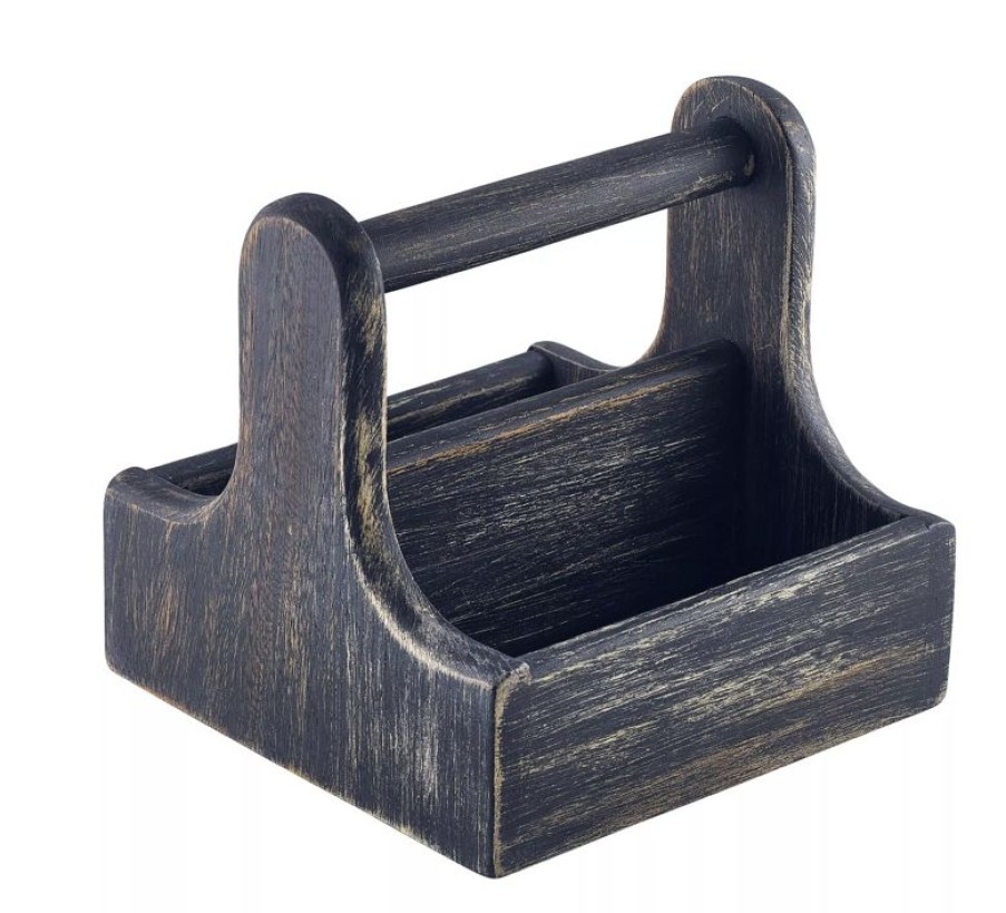 Gastetisch Barstuff Table Caddy | Table Caddy Bar Organizer, Holz, Schwarz - 15X15,3X15Cm