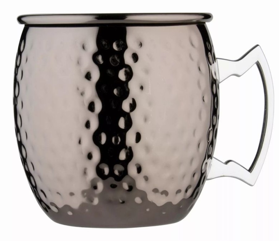 Glaser Barstuff Kupferbecher & Metallbecher | Edelstahlbecher Moscow Mule, Gunmetal Black, Hammered - 550Ml