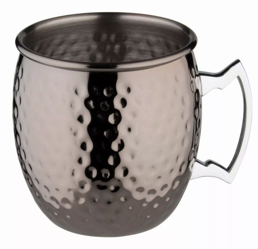 Glaser Barstuff Kupferbecher & Metallbecher | Edelstahlbecher Moscow Mule, Gunmetal Black, Hammered - 550Ml