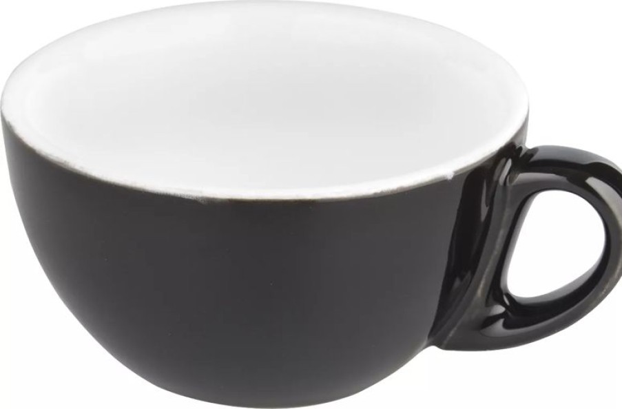 Gastetisch Barstuff Tassen & Untertassen | Cappuccinotasse Italia Black, Schwarz-Weiu00Df - 200Ml (1 Stk.)