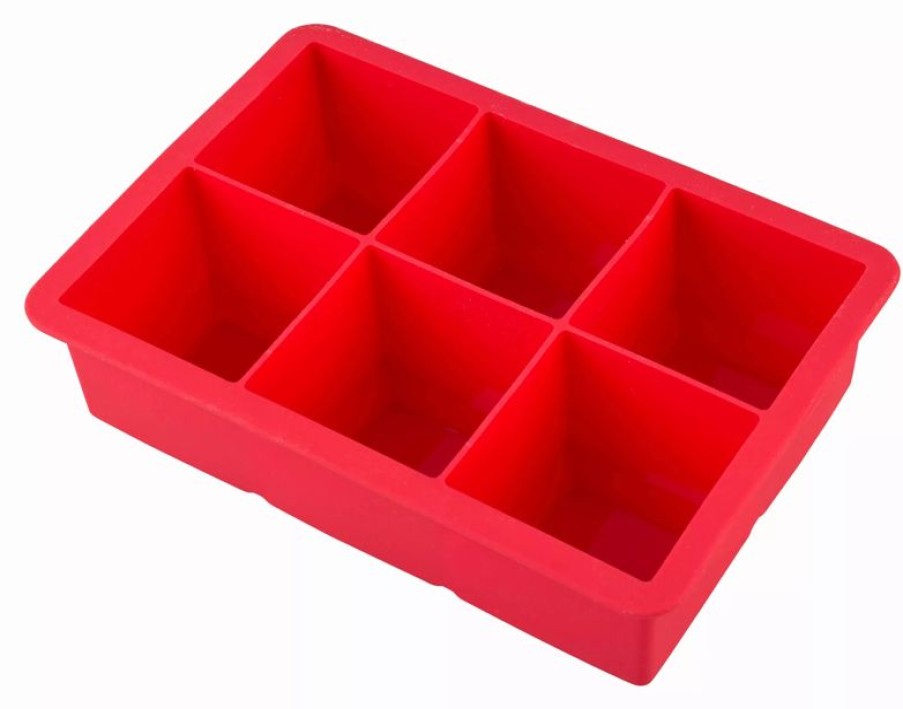 Barzubehor Barstuff Eisformen & Eiswurfelformen | Eiswu00Fcrfelform 6 Cubes, Silikon, Rot - 4,5Cm