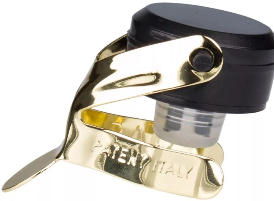 Servicepersonal Barstuff Flaschenverschlusse & Deckel | Sekt- Champagnerflaschenverschluss Secure Bottle Sealer - Schwarz-Goldfarben