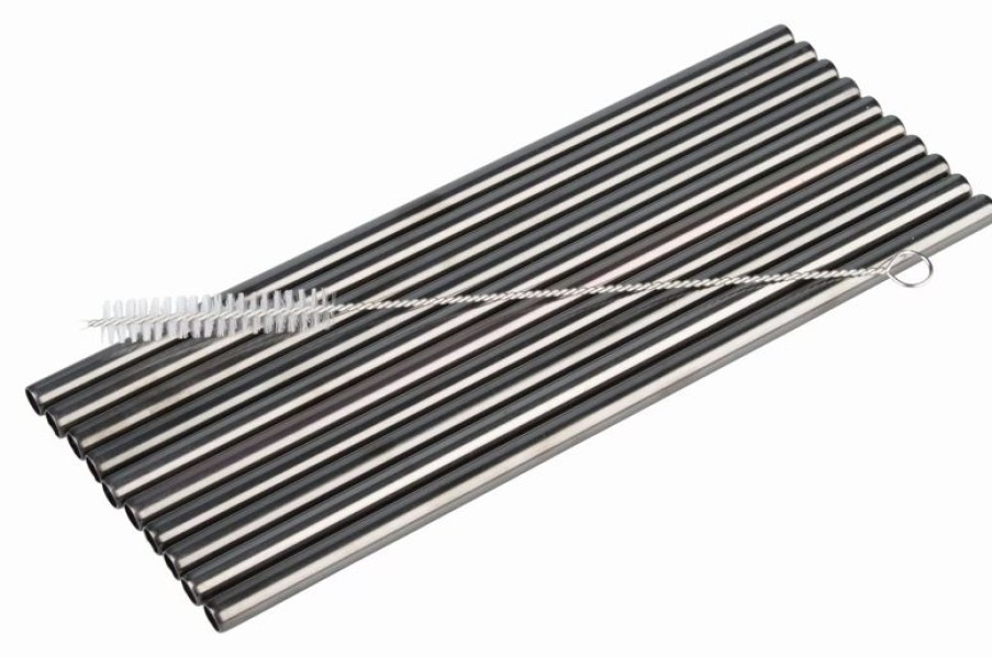 Verbrauchsartikel Barstuff Metalltrinkhalme | Trinkhalme, Edelstahl (8X215Mm), Schwarz Gmb - 10 Stk.-Set Mit Reinigungsbu00Fcrste