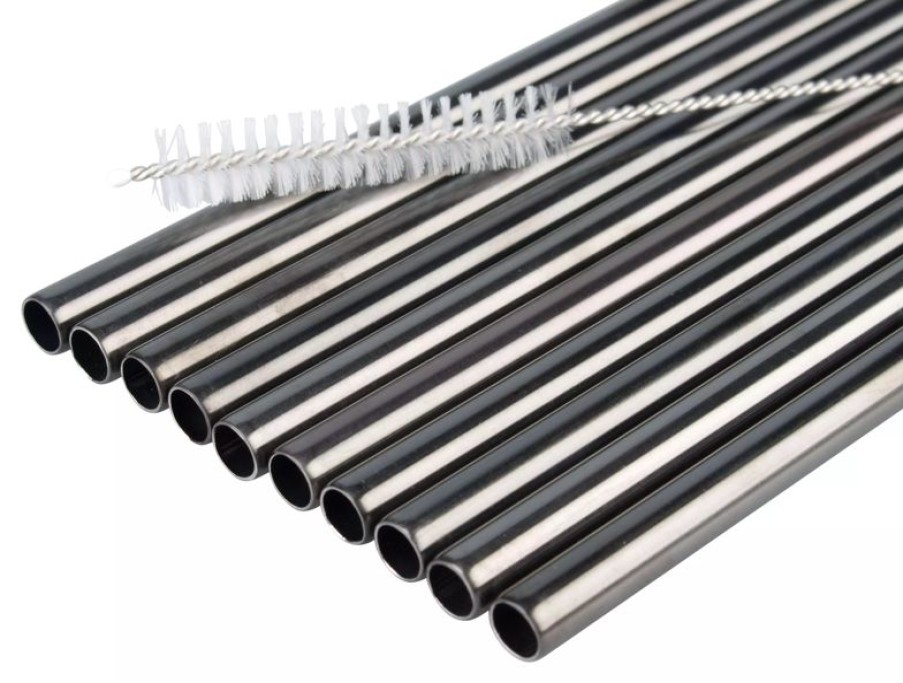 Verbrauchsartikel Barstuff Metalltrinkhalme | Trinkhalme, Edelstahl (8X215Mm), Schwarz Gmb - 10 Stk.-Set Mit Reinigungsbu00Fcrste