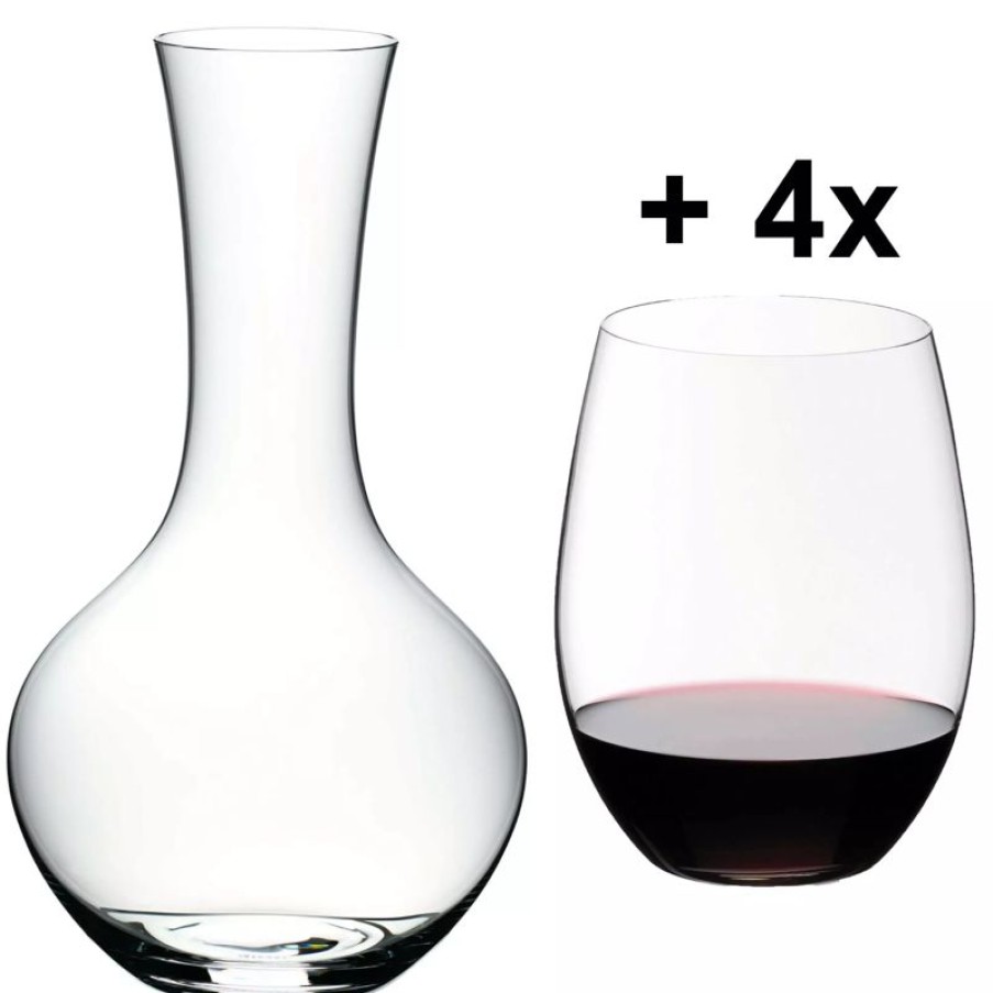 Glaser Barstuff Dekanter | Cabernet Set Riedel O - 4 Glu00E4Ser + Dekanter