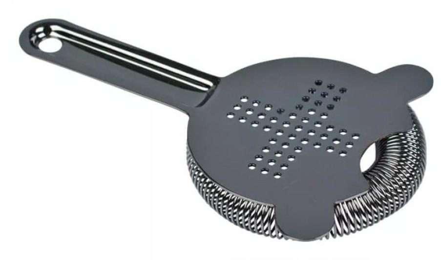 Barzubehor Barstuff Barsiebe & Strainer | Barsieb Cross, Edelstahl - Gunmetal Black (8,5Cm)