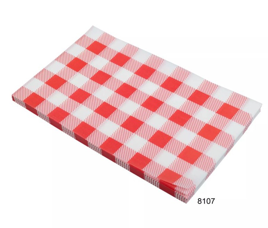 Verbrauchsartikel Barstuff Einschlagpapier& Tuten & Taschen | Einschlagpapier Fettdicht, Karo Rot - 19X31Cm (200 Stk.)