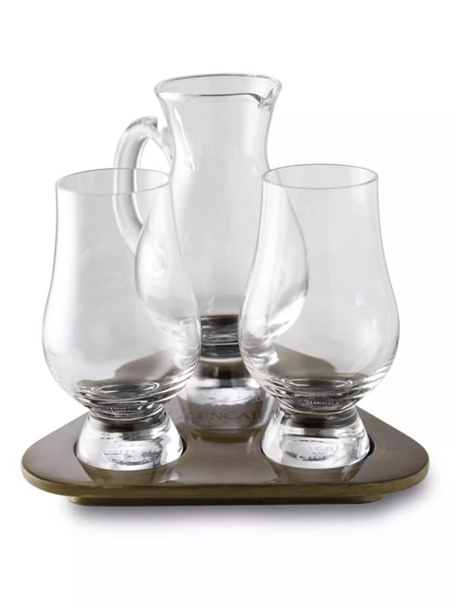 Glaser Barstuff Whiskyglaser | The Glencairn Whisky Tasting Set Mit 2 Glu00E4Sern, Wasserkrug Und Holztablett